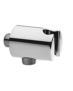 AquaCraft 100 Wandanschlussbogen 1/2 Zoll mit integriertem Brausehalter | 90° Winkel | Messing verchromt | Wandanschluss für Duschkopf | Brauseanschluss Dusche Wandmontage